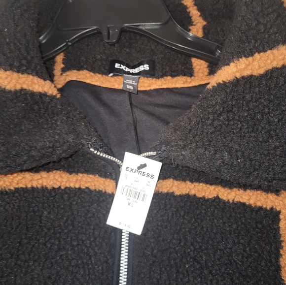 Express Plaid Teddy Sherpa Jacket - Picture 2 of 8